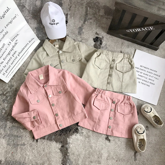 Conjunto Denim de Dos Piezas para Niñas: Chaqueta y Falda - Image 3