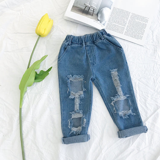 Pantalones Vaqueros Rotos Sueltos para Niños y Niñas - Image 9