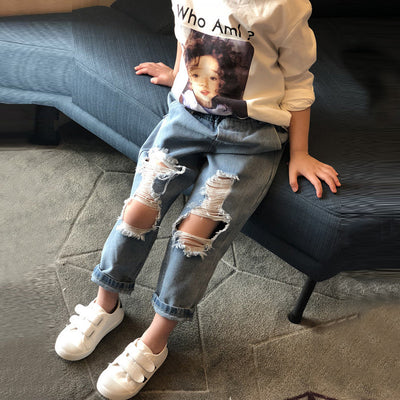 Pantalones Vaqueros Rotos Sueltos para Niños y Niñas - Image 3