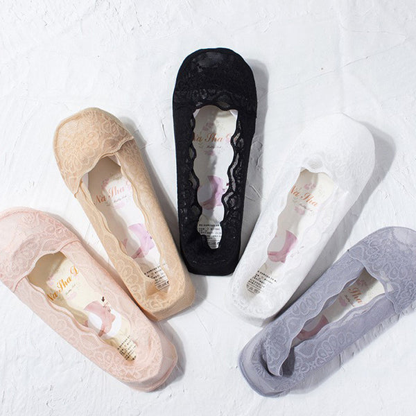 Calcetines de Encaje Talla Grande en Gasa de Algodón Suave para Mujer