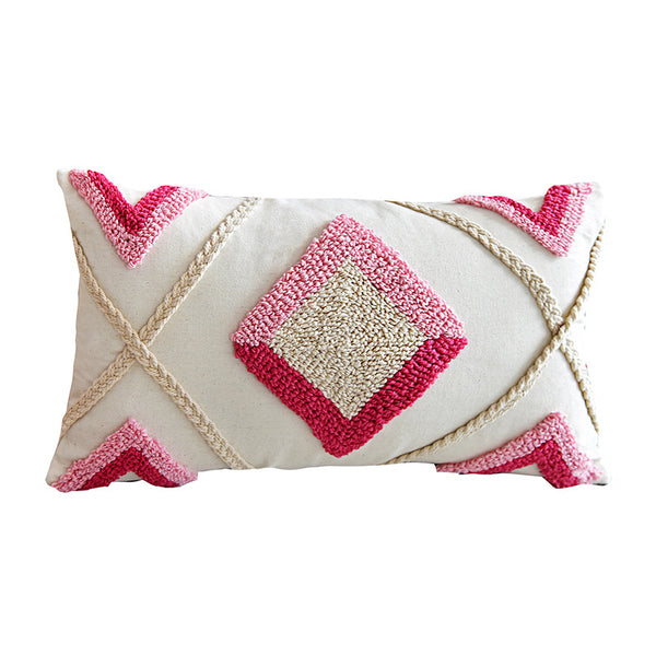 Cojín Decorativo Tufted Rosa y Púrpura con Diseño Rogo Estilo Instagram