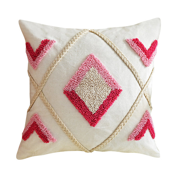 Cojín Decorativo Tufted Rosa y Púrpura con Diseño Rogo Estilo Instagram - Image 4