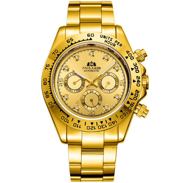 Reloj Automático Multifuncional con Esfera de Diamante Luminosa y Correa de Acero - Image 9