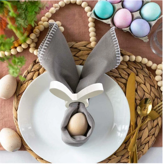 Servilleteros Conejo de Pascua - Decoración de Madera para Mesa Festiva