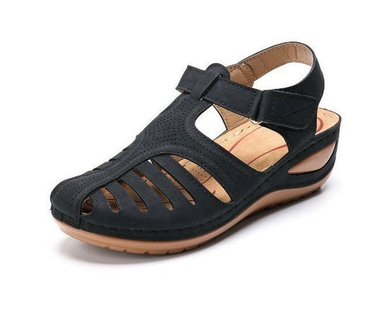 Sandalias Wedge Talla Grande con Velcro y Punta Redonda - Image 6