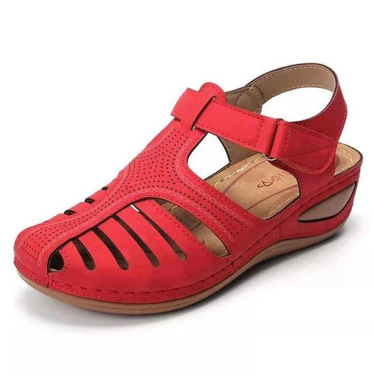 Sandalias Wedge Talla Grande con Velcro y Punta Redonda - Image 2