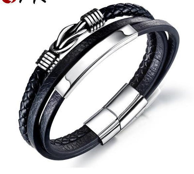 Pulsera de Cuero Multicapa para Hombre - Brazalete Elegante - Image 9