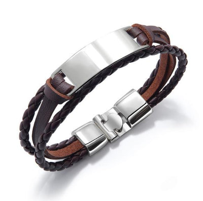Pulsera de Cuero Multicapa para Hombre - Brazalete Elegante - Image 11