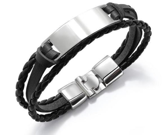 Pulsera de Cuero Multicapa para Hombre - Brazalete Elegante