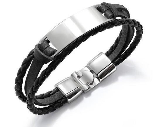 Pulsera de Cuero Multicapa para Hombre - Brazalete Elegante