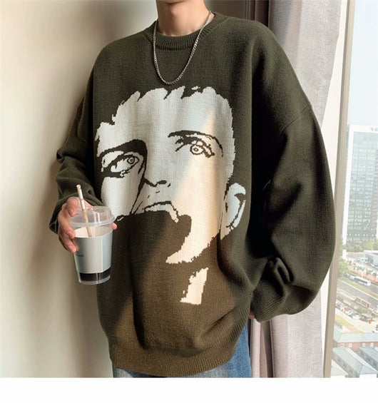 Suéter Streetwear Coreano para Hombre con Estampado Gráfico - Abrigo Casual Otoño Invierno - Image 2