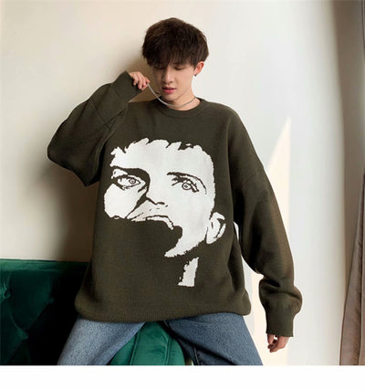 Suéter Streetwear Coreano para Hombre con Estampado Gráfico - Abrigo Casual Otoño Invierno - Image 5