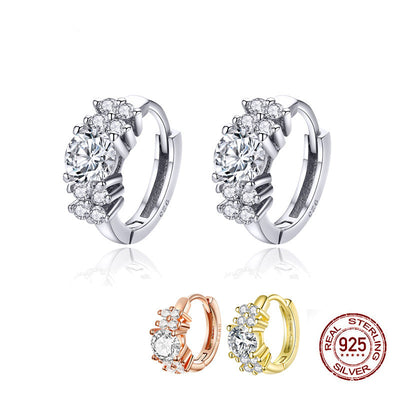 Aretes de Plata Esterlina con Zirconia en Tres Colores - Image 5