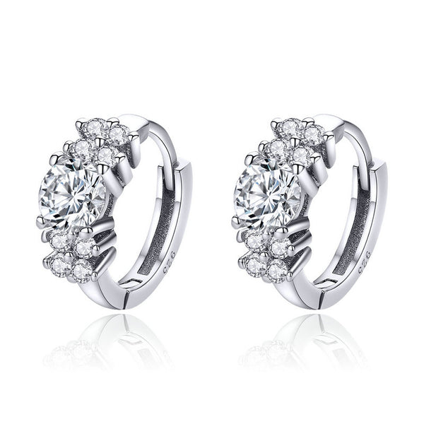 Aretes de Plata Esterlina con Zirconia en Tres Colores
