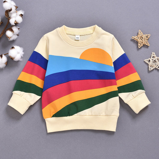 Playera Infantil Arcoíris Estilo Occidental Manga Larga Cuello Redondo - Image 8