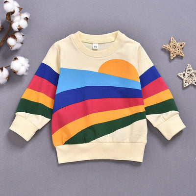 Playera Infantil Arcoíris Estilo Occidental Manga Larga Cuello Redondo - Image 5