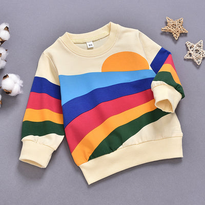 Playera Infantil Arcoíris Estilo Occidental Manga Larga Cuello Redondo - Image 3