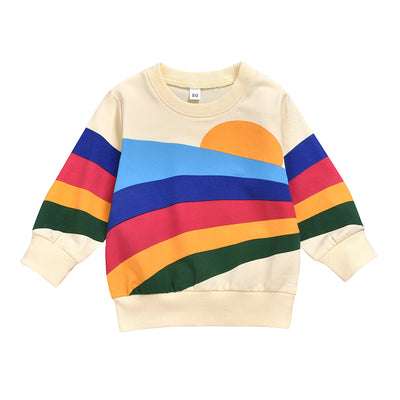Playera Infantil Arcoíris Estilo Occidental Manga Larga Cuello Redondo - Image 2