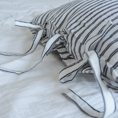 Funda de Almohada a Rayas Tejida en Lino Lavado - Image 9