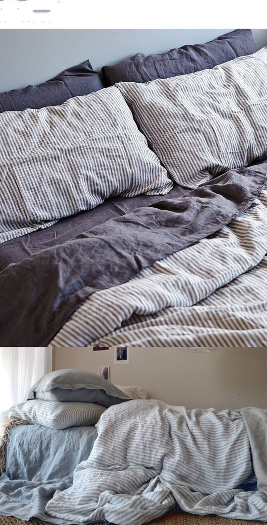 Funda de Almohada a Rayas Tejida en Lino Lavado - Image 13