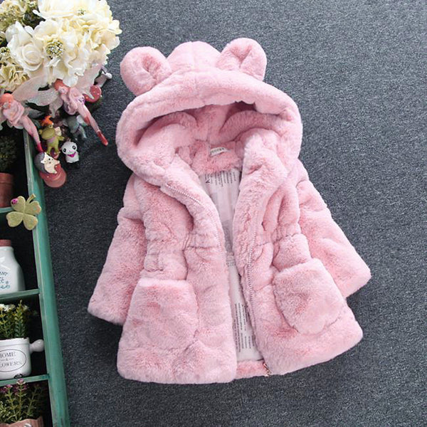Abrigo de Invierno para Niñas con Forro de Felpa y Cuello de Piel - Image 3