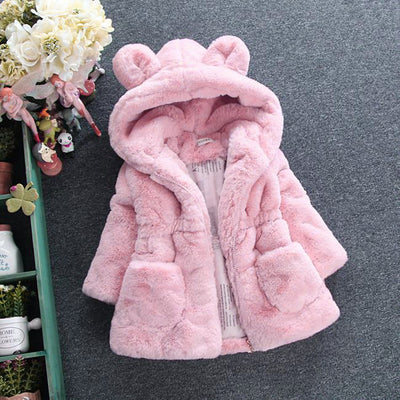 Abrigo de Invierno para Niñas con Forro de Felpa y Cuello de Piel - Image 3