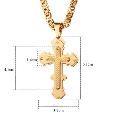 Collar Colgante de Acero Titanio con Diseño Escocés Multicapa en Dorado - Image 12