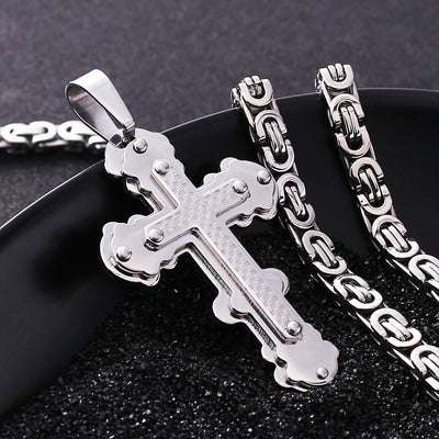 Collar Colgante de Acero Titanio con Diseño Escocés Multicapa en Dorado - Image 18