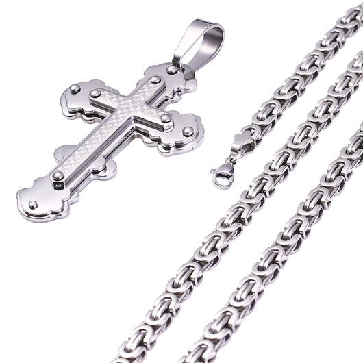 Collar Colgante de Acero Titanio con Diseño Escocés Multicapa en Dorado - Image 7