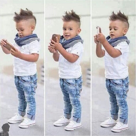 Conjunto Elegante para Niños: Camisa, Pantalón y Accesorios de Estilo Europeo