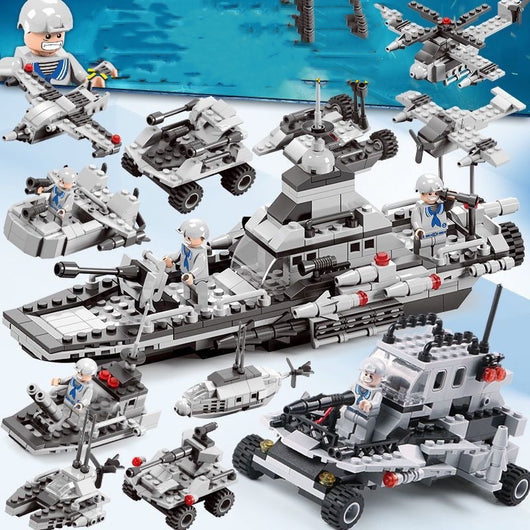 Portaaviones Militar con Bloques de Construcción - Juguete Educativo de Ensamblaje - Image 10