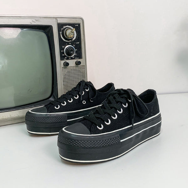Zapatillas Canvas Reforzadas con Suela Gruesa para Estudiantes Mujeres