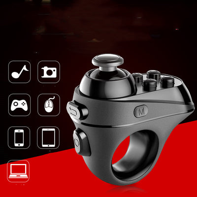 Black ring-style mini Bluetooth game controller with a joystick and multiple buttons for mobile gaming and VR. - Image 9