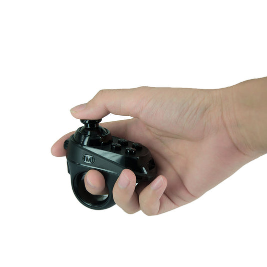 Black ring-style mini Bluetooth game controller with a joystick and multiple buttons for mobile gaming and VR. - Image 2