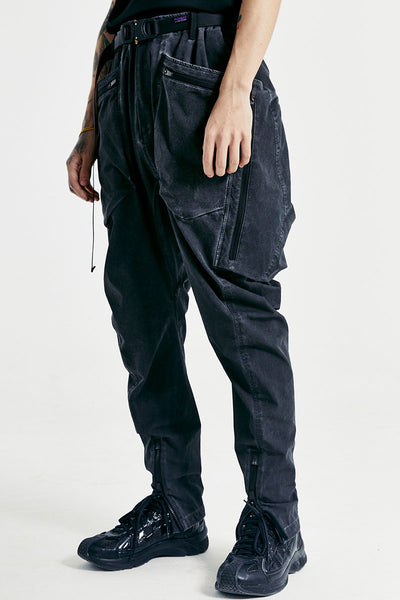 Pantalones Corte Pierna con Múltiples Bolsillos, Teñido Degradado y Detalles Rotos - Image 2