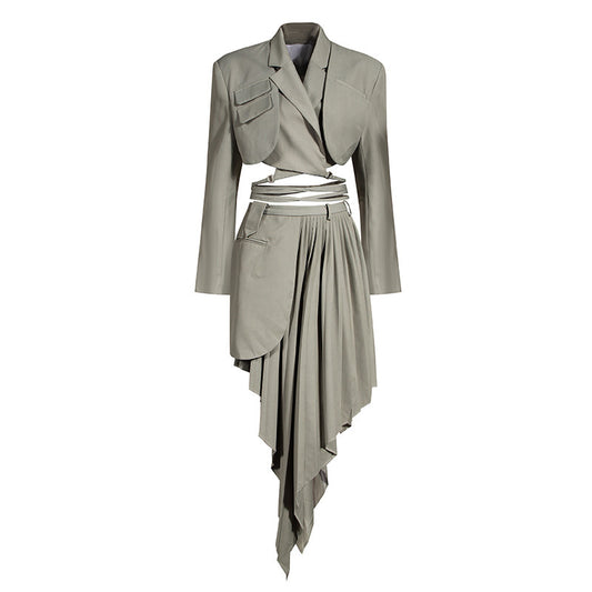 Conjunto de Falda Asimétrica con Cintura Ajustable - Estilo Street Fashion