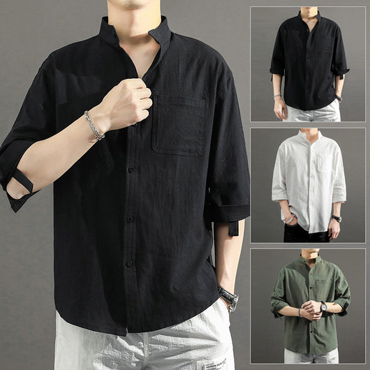 Camisa Suelta de Verano Versátil de Manga Corta