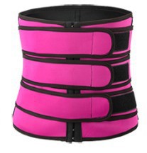 Fuchsia and black neoprene waist trainer with multiple adjustable straps and a zipper closure, size XL. - Image 24