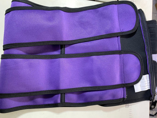 Fuchsia and black neoprene waist trainer with multiple adjustable straps and a zipper closure, size XL. - Image 10