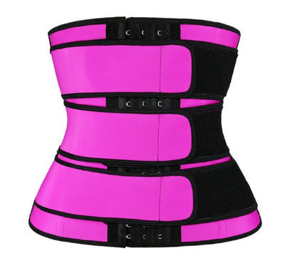 Fuchsia and black neoprene waist trainer with multiple adjustable straps and a zipper closure, size XL. - Image 3