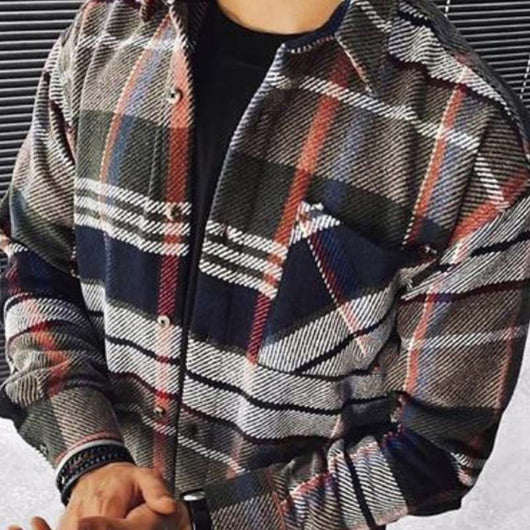 Camisa Casual de Hombre con Bloques de Color y Cuadros Impresos - Image 2