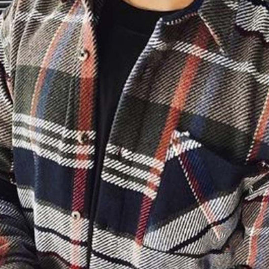 Camisa Casual de Hombre con Bloques de Color y Cuadros Impresos - Image 3