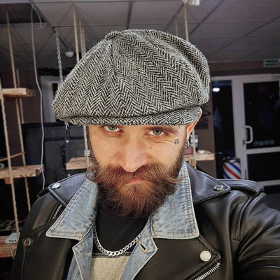 Gorra Newsboy de Lana Hombre Patrón Espiga Estilo Gatsby - Image 13