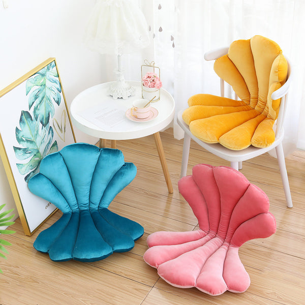 Cojín Velvet Seal Shell Lujo Rosa – Almohada Asiento Elegante