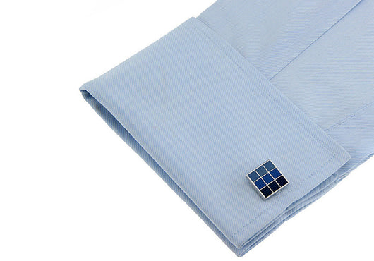 Gemelos Empresariales Cuadrados con Degradado Azul a Cuadros - Image 3
