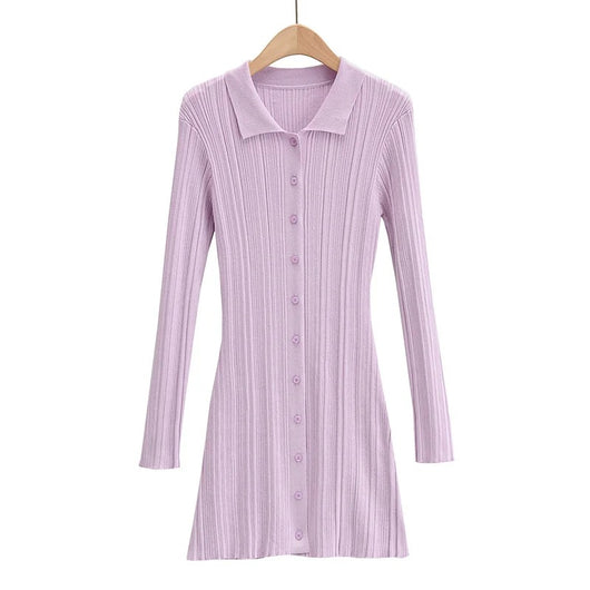 Vestido Tipo Polo Slim Fit de Punto con Manga Larga - Image 8