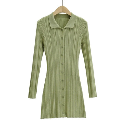 Vestido Tipo Polo Slim Fit de Punto con Manga Larga - Image 10
