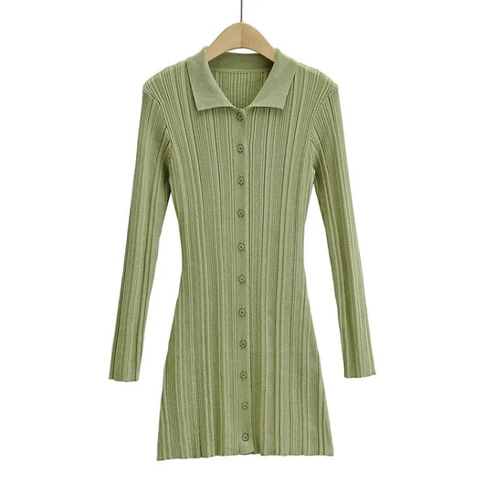 Vestido Tipo Polo Slim Fit de Punto con Manga Larga - Image 10