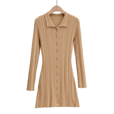 Vestido Tipo Polo Slim Fit de Punto con Manga Larga - Image 13