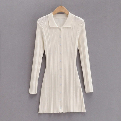 Vestido Tipo Polo Slim Fit de Punto con Manga Larga - Image 7